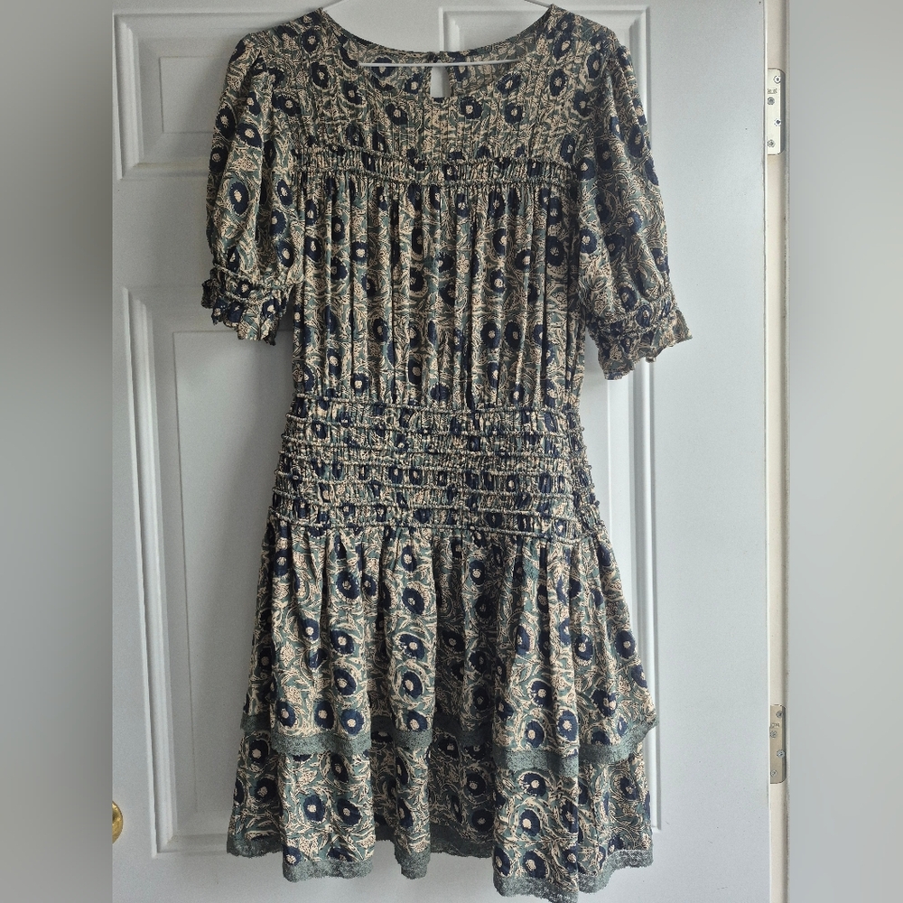 Sea New York Lucia Smocked Mini Dress - Clover Multi Green/Black Floral Print